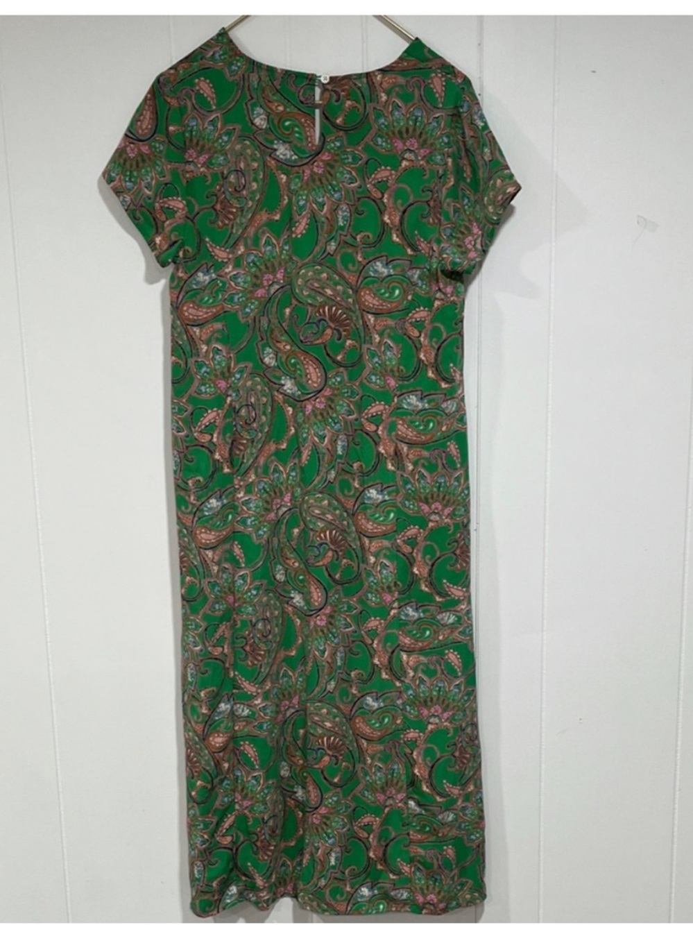 J. Jill Wearever Collection Green Paisley Midi Dress Side Slit Size M - Picture 4 of 11